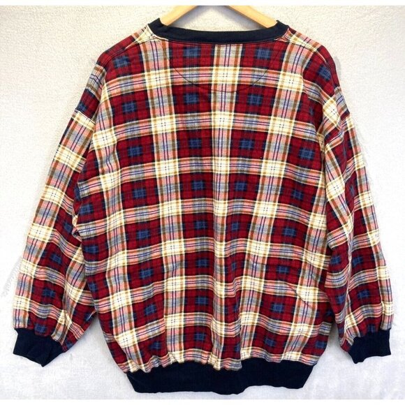 Vintage 90's American Outpost Grandpa Sweatshirt Mens Large L Boxy Tartan Plaid - Picture 2 of 14